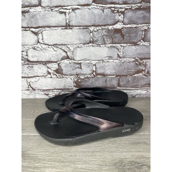 OOFOS OOlala Purple Metallic Recovery Flip Flop Sandals Women’s Sz 7.5M US/38EU - Picture 12 of 16